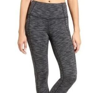 Athleta Power Up Capri Leggings Mid Rise Black Grey Active Women Sz S